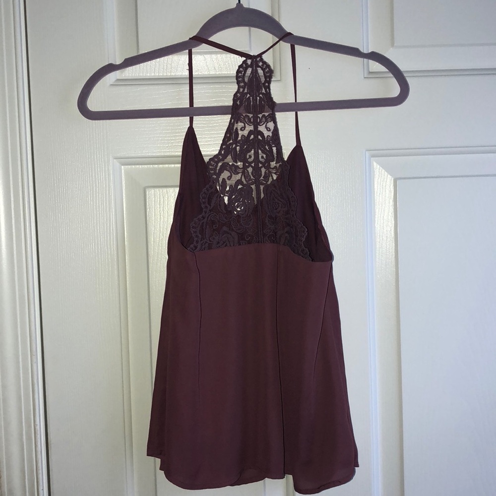 LA Hearts Burgundy Blousy Tank w/ lace racerback - Picture 5 of 7